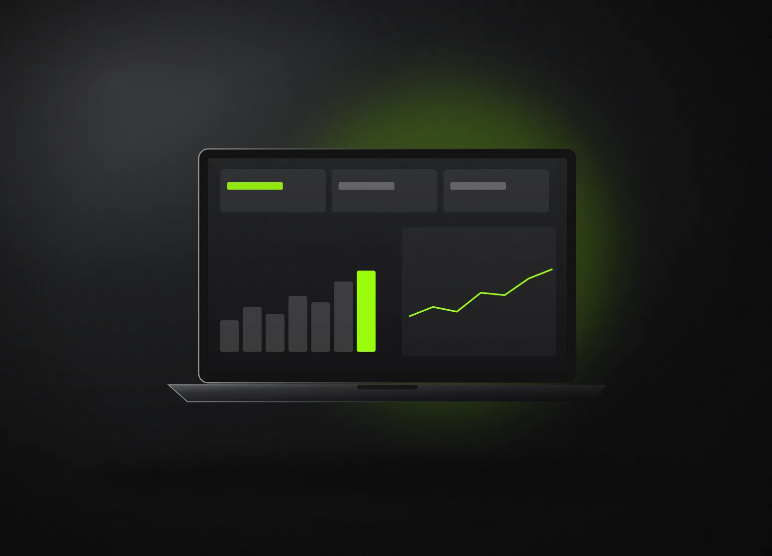 Portátil con un panel de resultados de marketing
